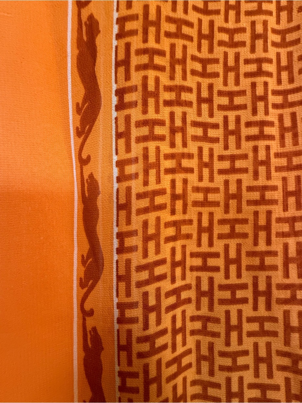 Orange Patterned Silk Scarf - Picture 4 of 6
